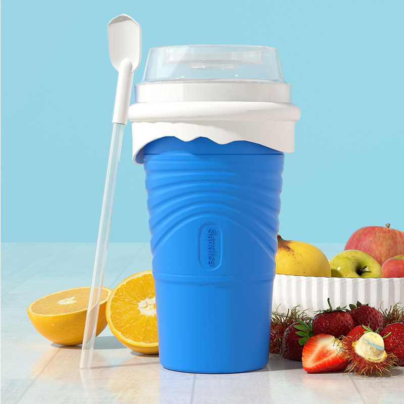 V888-ELOSUNG18273-202505231332-00 Blue Cool Summer Slushie Cup - 500ml Quick-Freeze Smoothie Maker with Straw - Image 1