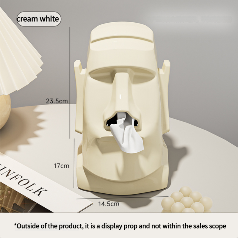 V888-ELOSUNG18284-202505261623-00 Cream White Versatile Desktop Headphone Stand & Tissue Box (23.5x17x14.5cm) - Image 1