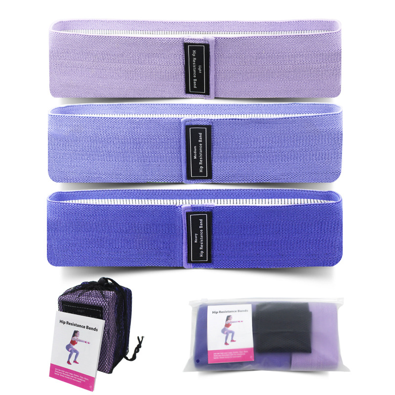 V888-ELOSUNG19049-226023-00 Purple Colour Scheme Fabric Resistance Bands Set - 3 Levels Non-Slip Hip Bands for Strength Training - Image 1