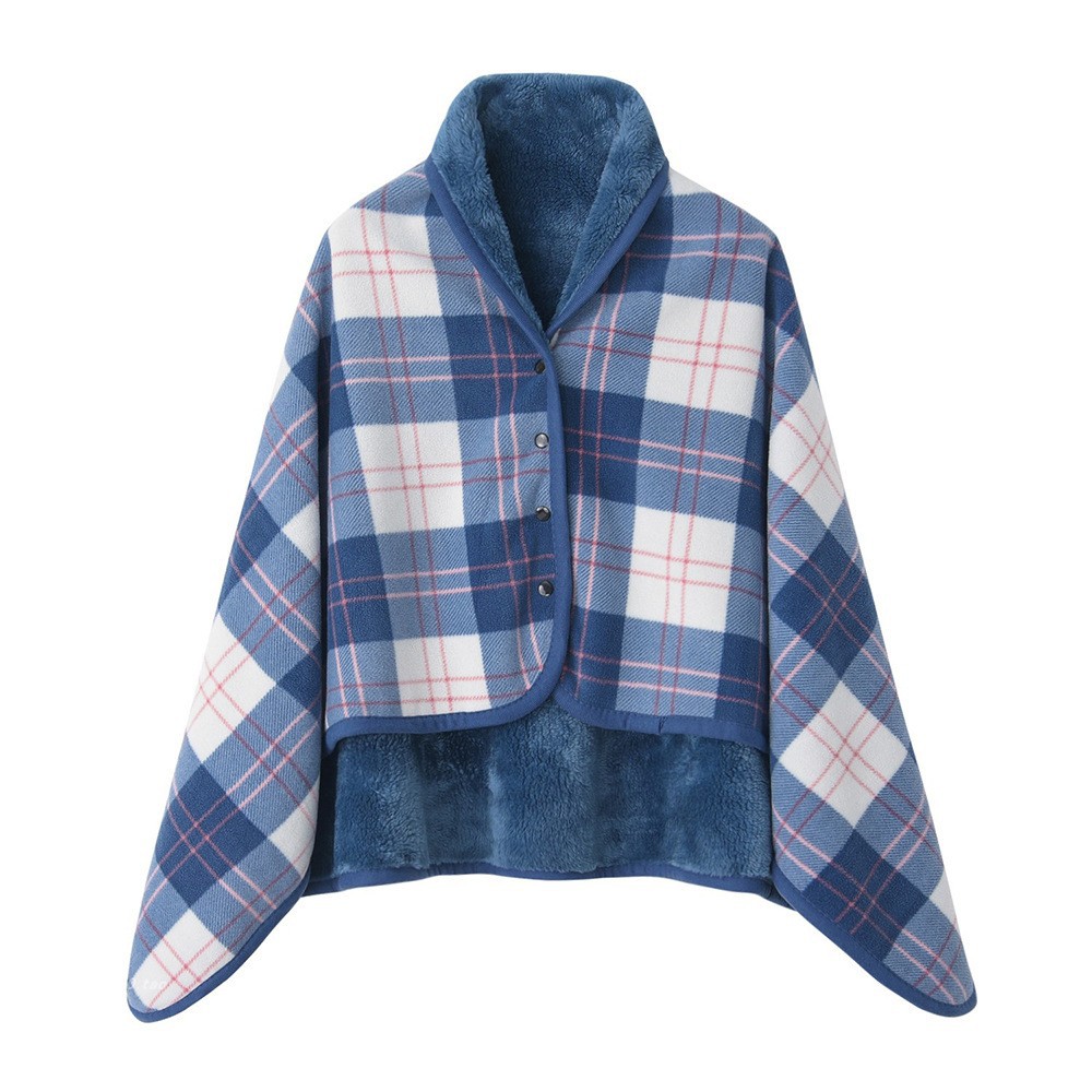 V888-ELOSUNG19117-226708-00 Blue Rasa 100x140cm Wearable Fleece Blanket - Soft, Warm & Anti-Pilling, Stylish Plaid Design - Image 1