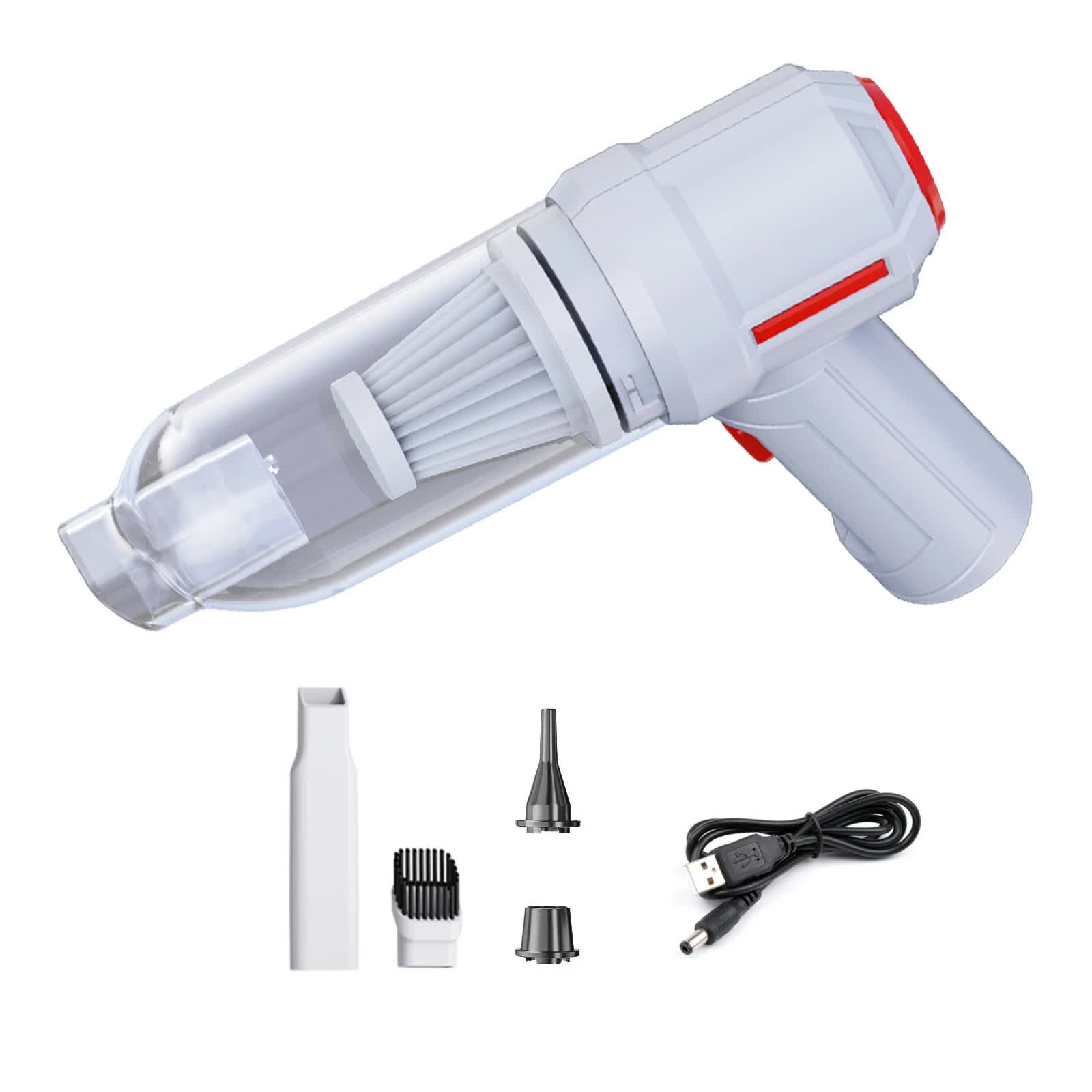 V888-ELOSUNG19132-226824-00 White 3-in-1 Vacuum Cleaner with Blowing, Suction, and Dust Extraction - USB Rechargeable, 2 x 2000mAh Batteries - Image 1