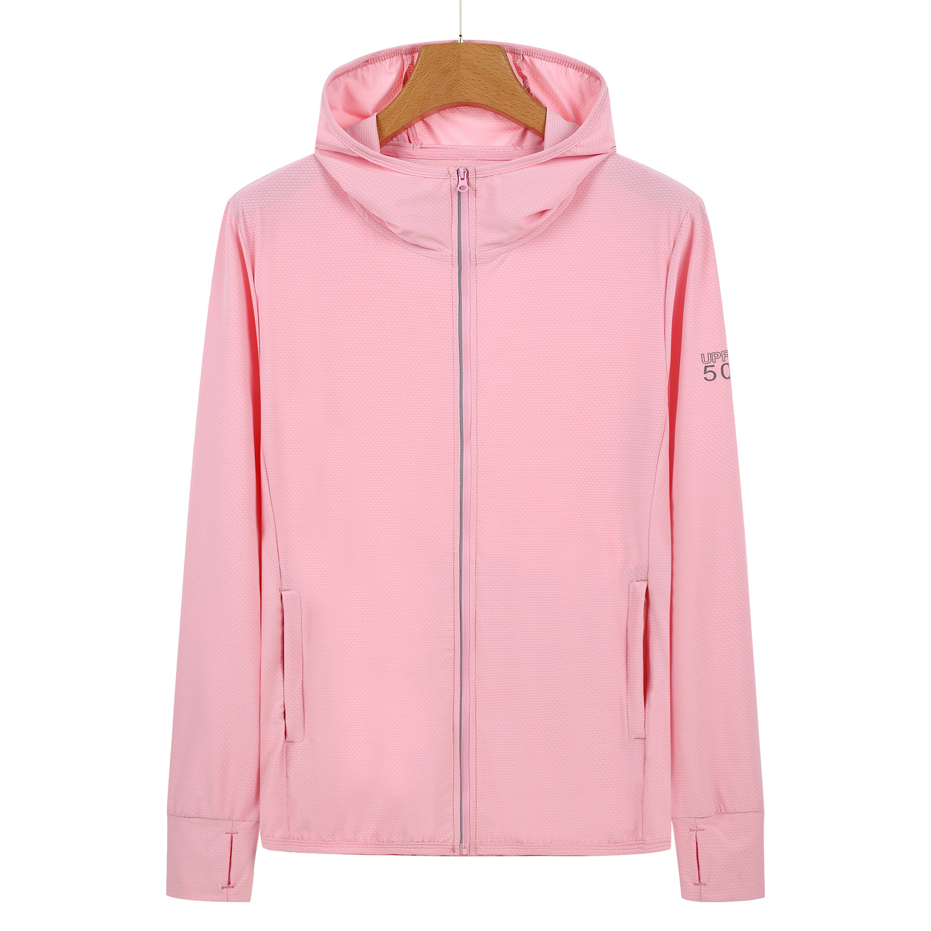 V888-ELOSUNG19274-202502241116-00 3XL Pink Long Sleeve UV Protection Summer Breathable Knitted Ice Silk Outdoor Sun Protection Clothing - Unisex Thin Sunscreen Shirt - Image 1