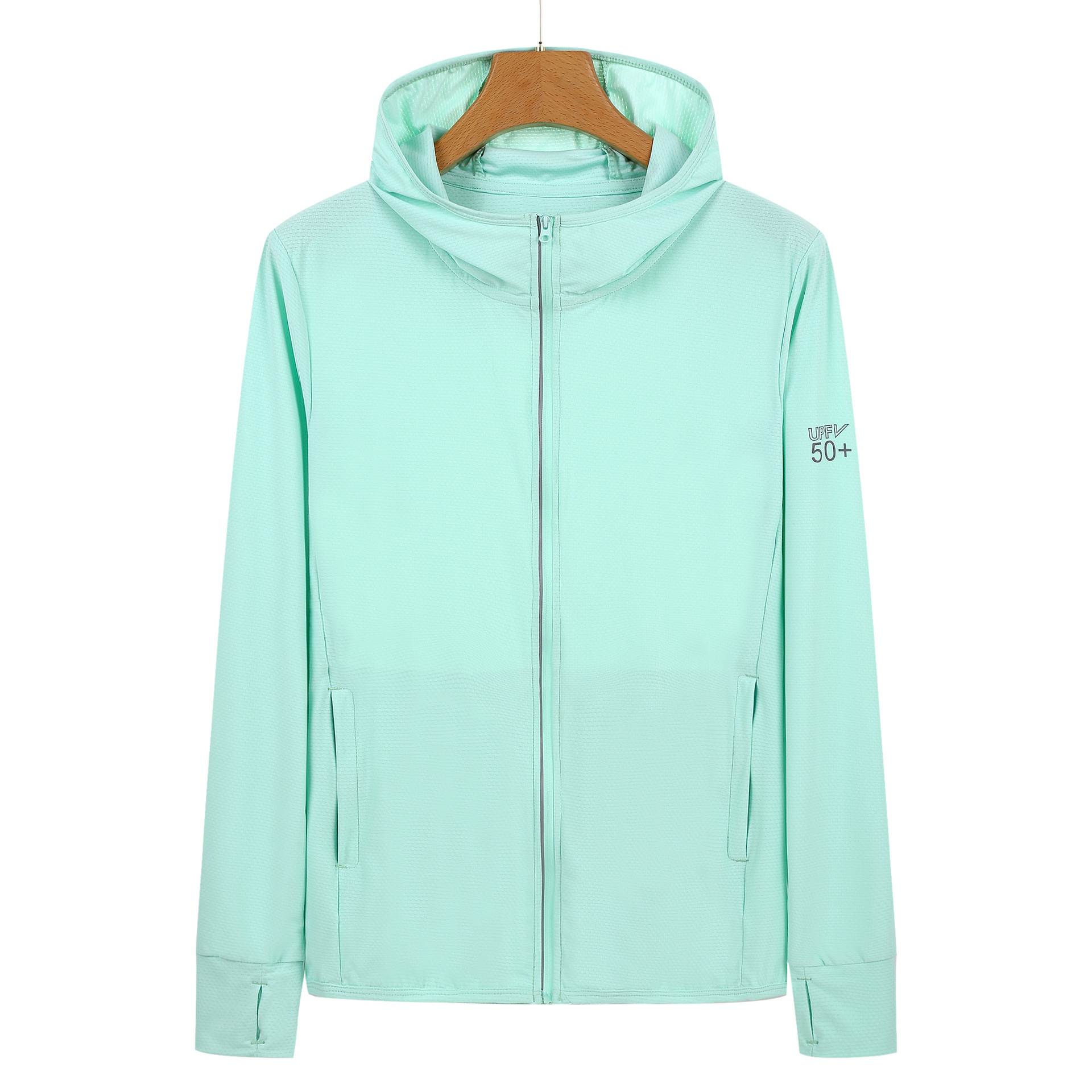 V888-ELOSUNG19296-202502241135-00 4XL Green Long Sleeve UV Protection Summer Breathable Knitted Ice Silk Outdoor Sun Protection Clothing - Unisex Thin Sunscreen Shirt - Image 1