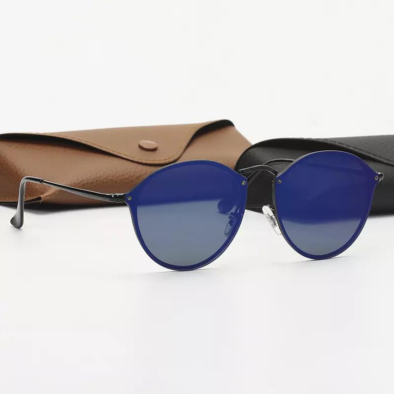 V888-ELOSUNG19316-202502251035-00 Black Frame Blue Round Sunglasses - Classic Retro Unisex Sunglasses for Driving & Everyday Wear - Image 1