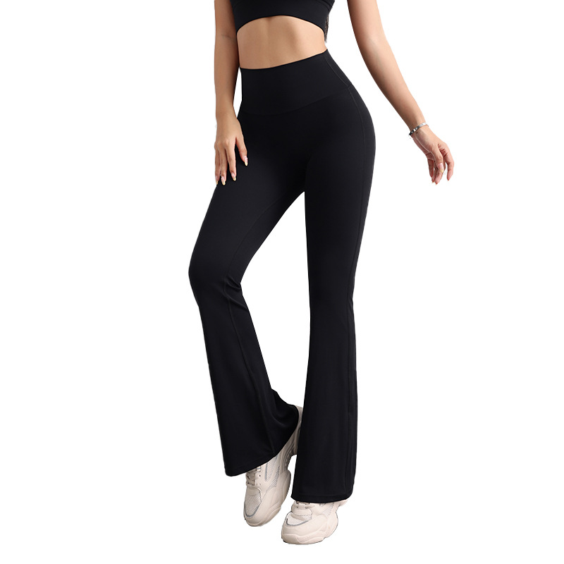 V888-ELOSUNG19319-202502250952-00 M Black High Waist Flare Yoga Pants - Women's Bootcut Leggings - Peach Lift, Quick Dry, Workout & Fitness Pants - Image 1