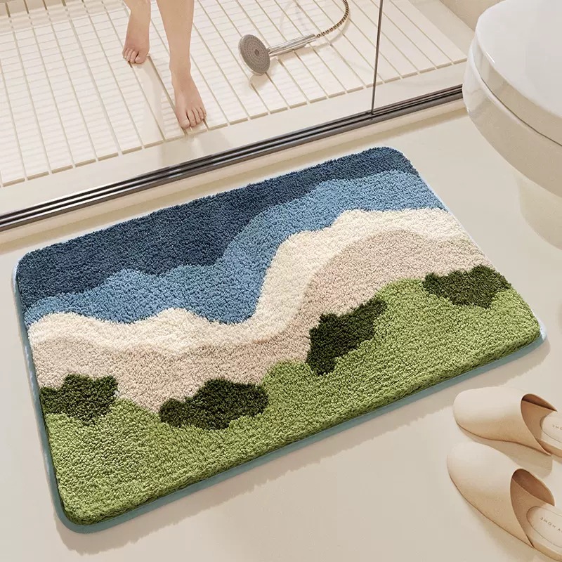 V888-ELOSUNG19382-202502261718-00 Big Wave Beach Bath Mat - Super Absorbent, Non-Slip Bathroom Floor Mat - 50x80cm - Image 1