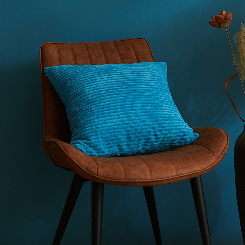 V888-ELOSUNG19400-202502281108-00 Lack Blue Set of 4 Corduroy Pillow Covers - Solid Color Minimalist Throw Cushion Covers - 45x45cm (Pillow Inserts are NOT Included) - Image 1