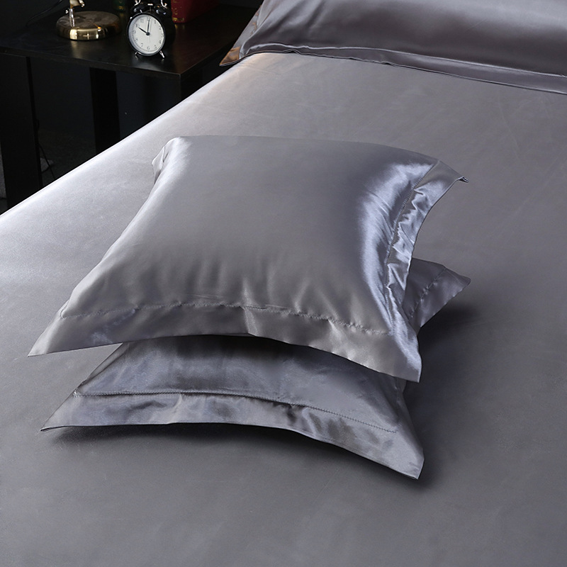 V888-ELOSUNG19430-202502281140-00 Silver 2 PCS Faux Silk Pillow Covers - Cooling Ice Silk Satin Cushion Covers - 45x45cm - Image 1