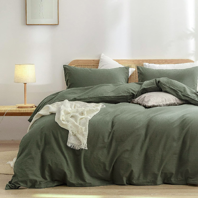 V888-ELOSUNG19454-202503031030-00 Green 1.8m (Duvet Cover 180*220cm) Luxurious Soft Brushed Microfiber 4-Piece Bedding Set - Pure Color Double Bed Duvet Cover with Fitted Sheet - Image 1