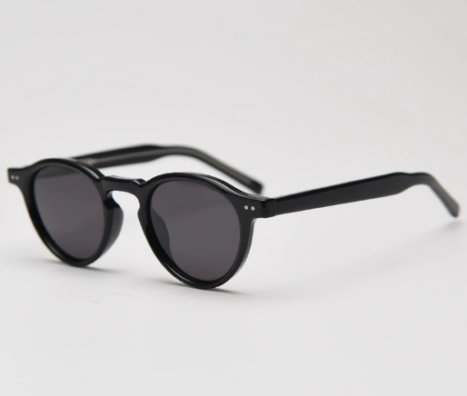 V888-ELOSUNG19478-202503031000-00 Black Retro Round Polarized Sunglasses - Black Frame - Fashion UV Protection - Image 1
