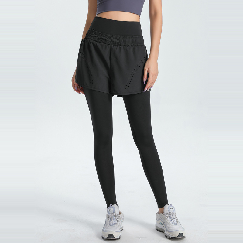 V888-ELOSUNG19602-202503111226-00 XXXXL Black Women's High-Waist Athletic Skort with Built-In Shorts - Breathable Quick-Dry Running Skirt with Phone Pocket - Image 1