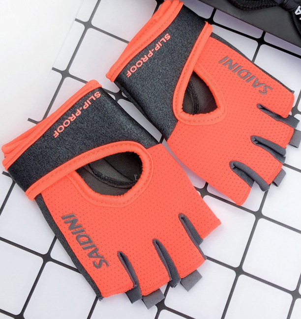 V888-ELOSUNG19727-202503121345-00 M Orange 2-PCS Women's Half-Finger Fitness Gloves - Anti-Slip Breathable Gloves for Yoga, Spin Bike, and Weight Training - Image 1