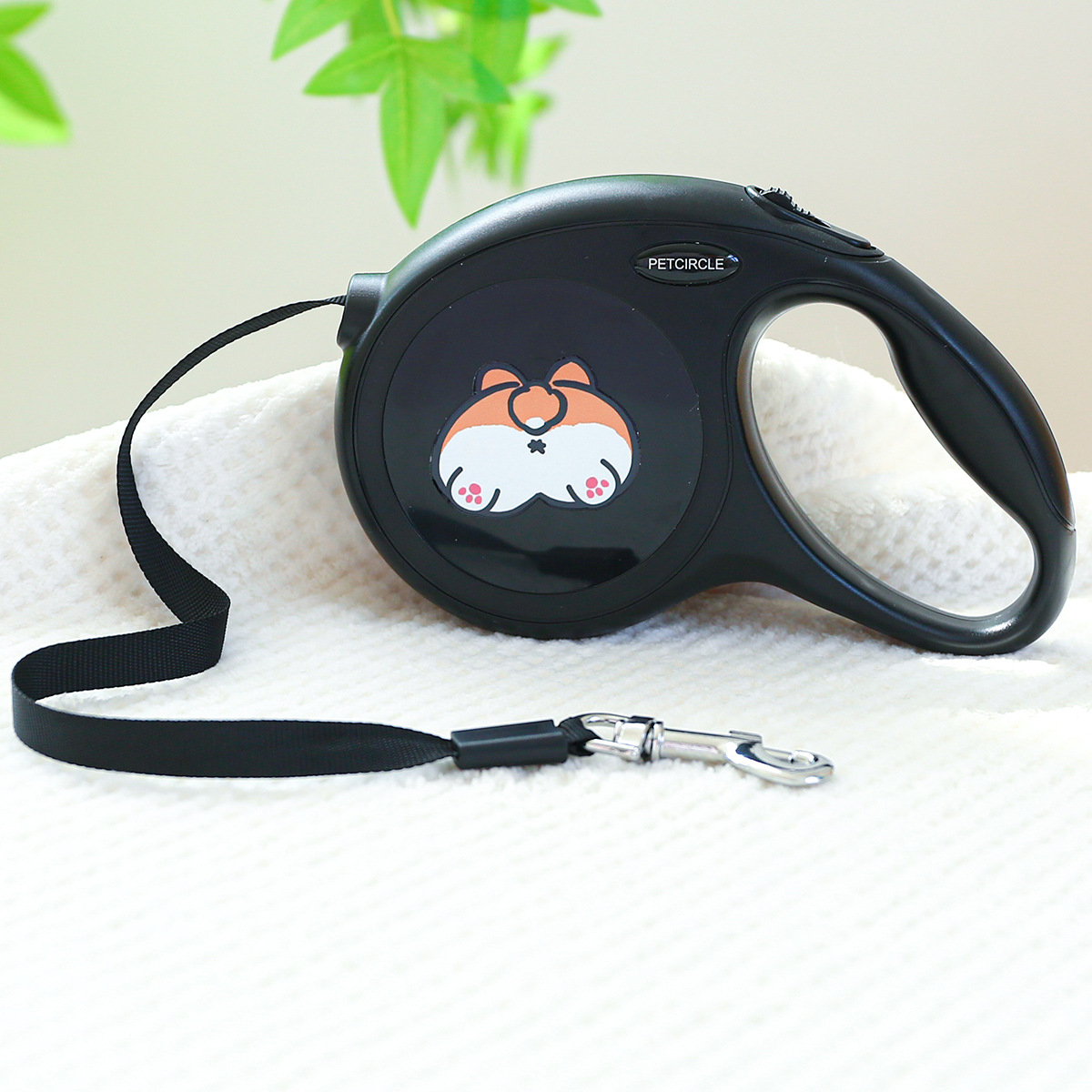 V888-ELOSUNG19739-202503131530-00 Black Corgi Buttocks 5m Cartoon Retractable Dog Leash for Golden Retriever & Poodle Puppies - Durable, Tangle-Free Pet Walking Essential - Image 1