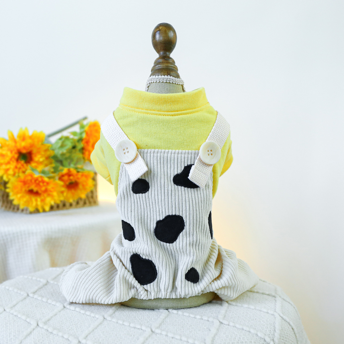 V888-ELOSUNG19771-202503141131-00 XL Cow Bib Pants Four-Legged Dog Clothes - Spring/Summer Pet Outfit, Soft & Breathable - Image 1
