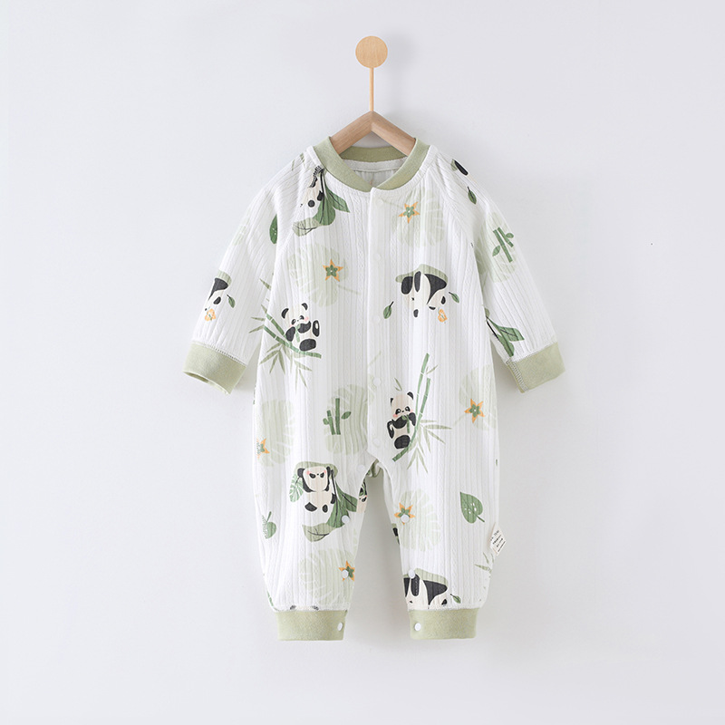 V888-ELOSUNG19879-202503181108-00 90 Size Bamboo Panda Class A Pure Cotton Long-Sleeve Baby Onesie - Cozy Newborn Bodysuit for Fall and Winter - Image 1
