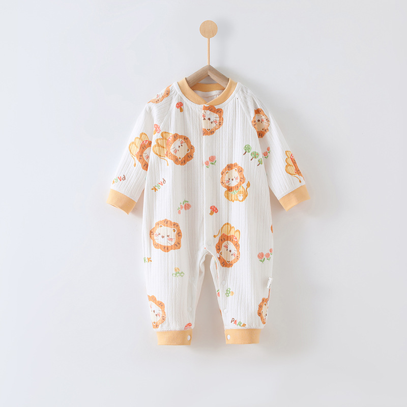 V888-ELOSUNG19883-202503181110-00 80 Size Cuddly Lion Class A Pure Cotton Long-Sleeve Baby Onesie - Cozy Newborn Bodysuit for Fall and Winter - Image 1