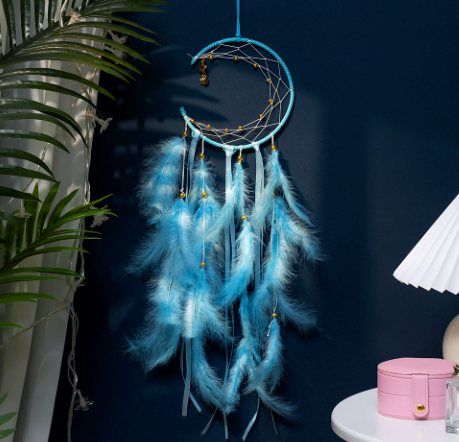 V888-ELOSUNG19910-202503211536-00 Blue 2 PCS Mystic Moon Dreamcatcher Wind Chime Pendant - Elegant Lunar Design with Soothing Tones - Image 1