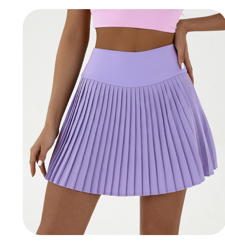 V888-ELOSUNG20048-224471-00 High waist purple pleated skirt | built-in shorts to prevent exposure - suitable for yoga, badminton and golf Size M - Image 1