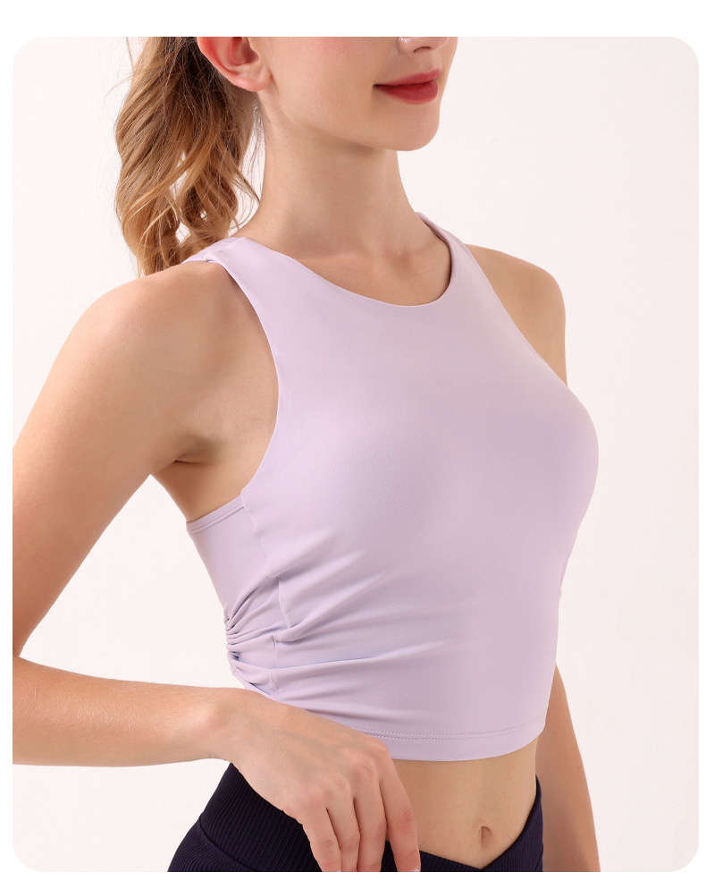 V888-ELOSUNG20106-224507-00 Purple Summer Elastic Running Sports Vest with Padded Bra, Sleeveless Yoga Tank Top - M Size - Image 1