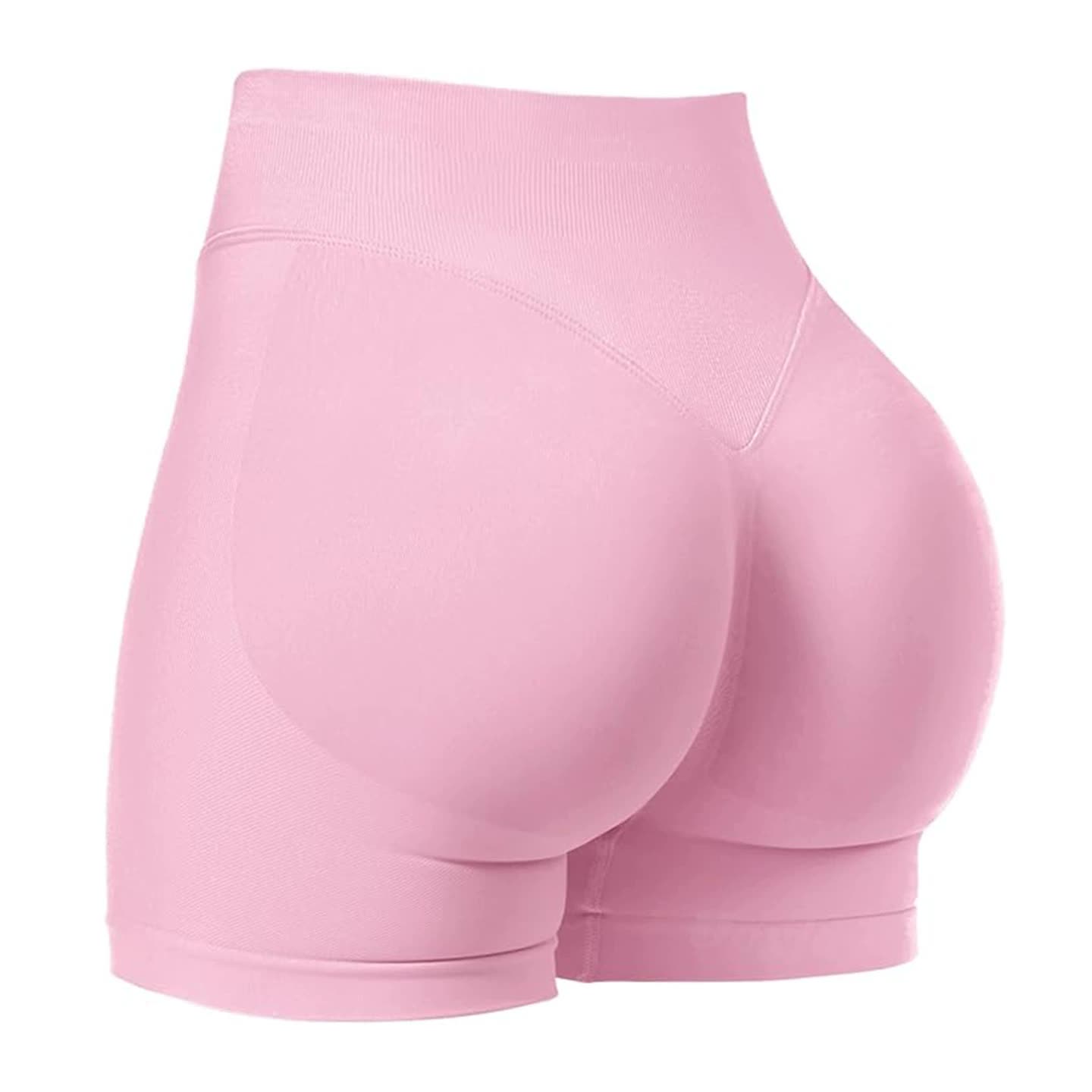V888-ELOSUNG20180-224406-00 Pink High-Waisted Yoga Shorts for Women, Butt-Lifting Fitness Running Shorts, Sports Leggings for Workout, Size L - Image 1