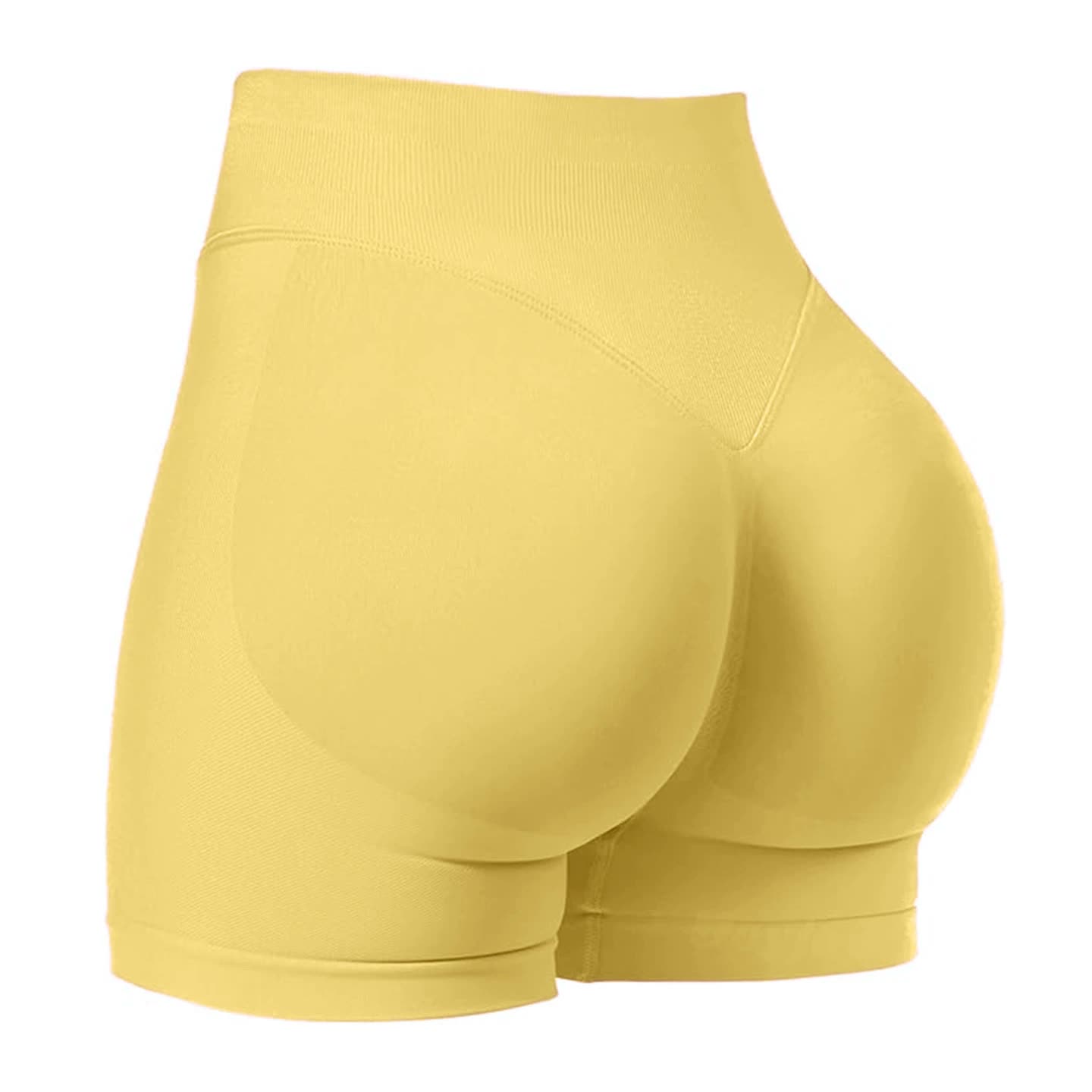 V888-ELOSUNG20188-224436-00 Yellow High-Waisted Yoga Shorts for Women, Butt-Lifting Fitness Running Shorts, Sports Leggings for Workout, Size L - Image 1