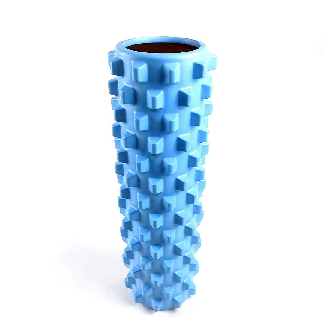 V888-ELOSUNG20284-225938-00 Blue Solid Yoga Foam Roller 45cm - Colorful Wolf Tooth Design Muscle Relaxation Massage Stick for Fitness and Sports - Image 1