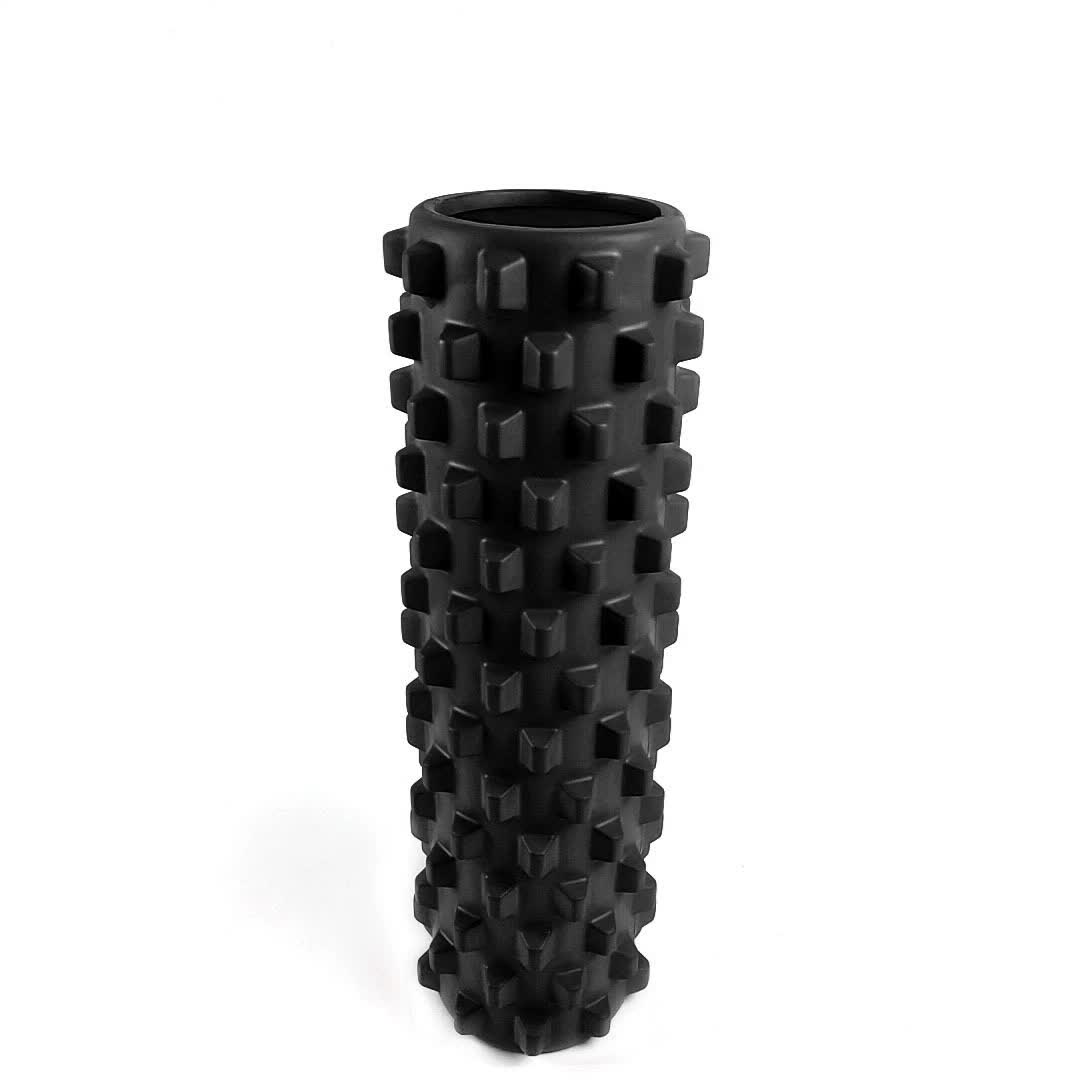 V888-ELOSUNG20286-225942-00 Black Solid Yoga Foam Roller 45cm -Colorful Wolf Tooth Design Muscle Relaxation Massage Stick for Fitness and Sports - Image 1