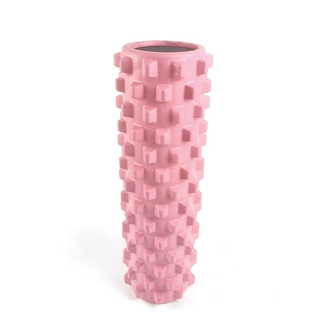 V888-ELOSUNG20288-225946-00 Pink Solid Yoga Foam Roller 45cm - Colorful Wolf Tooth Design Muscle Relaxation Massage Stick for Fitness and Sports - Image 1