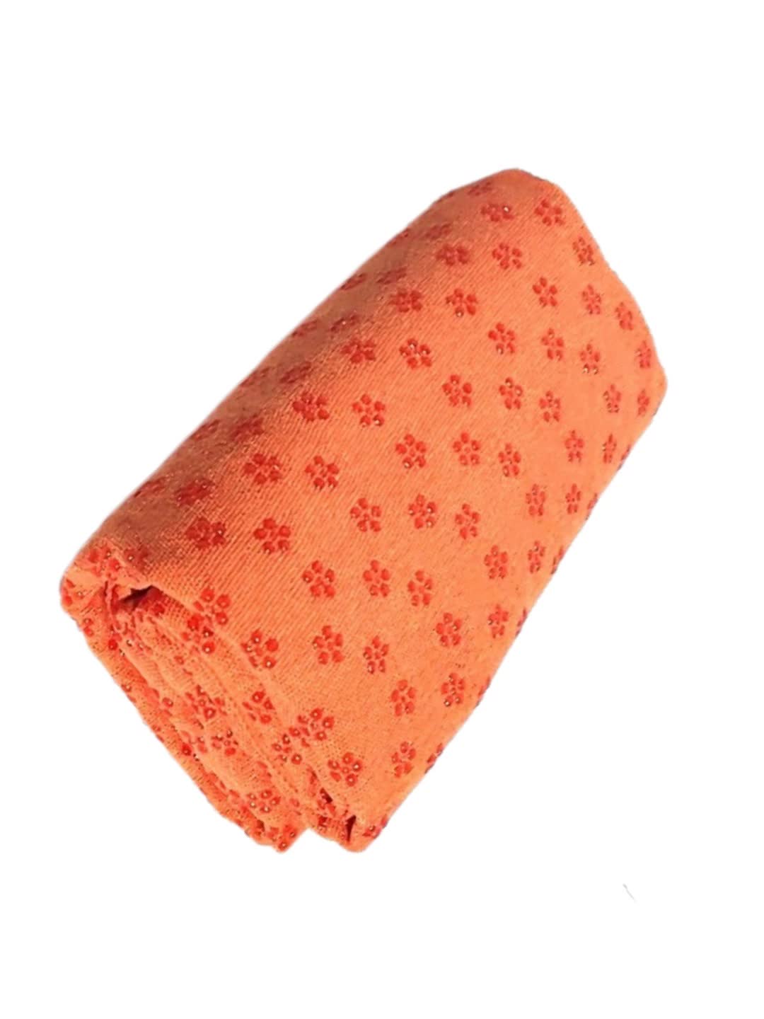 V888-ELOSUNG20294-225959-00 Orange color Plum Blossom Yoga Towel Mat - Absorbent, Thick, Non-Slip, Portable Fitness Blanket for Home Use 183*63CM - Image 1