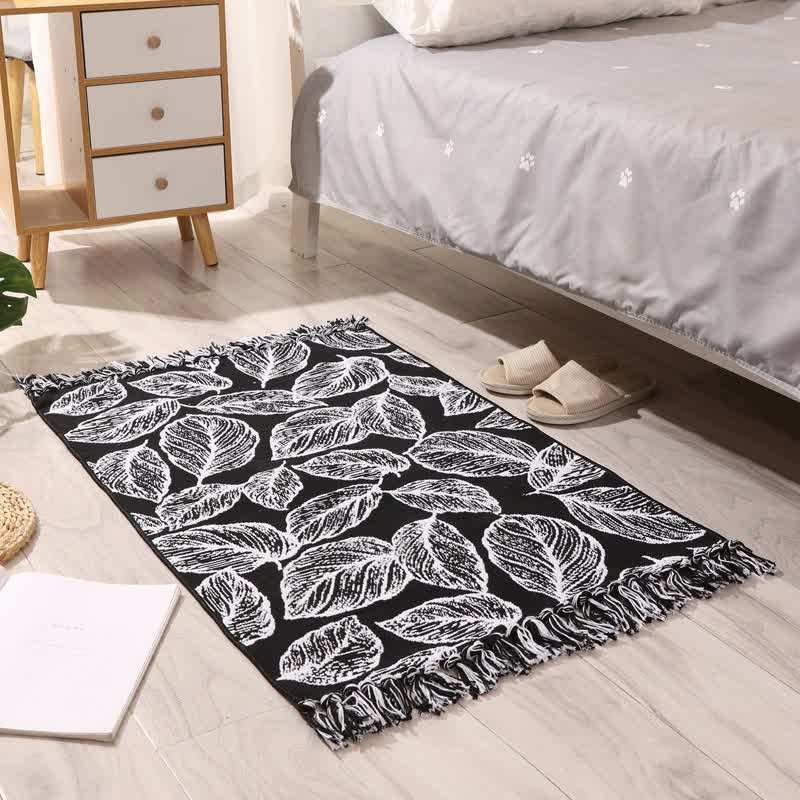 V888-ELOSUNG20336-225927-00 Handwoven Cotton Tassel Floor Rug for Bedroom or Living Room|Soft, Modern Geometric Design,60x90cm - Image 1