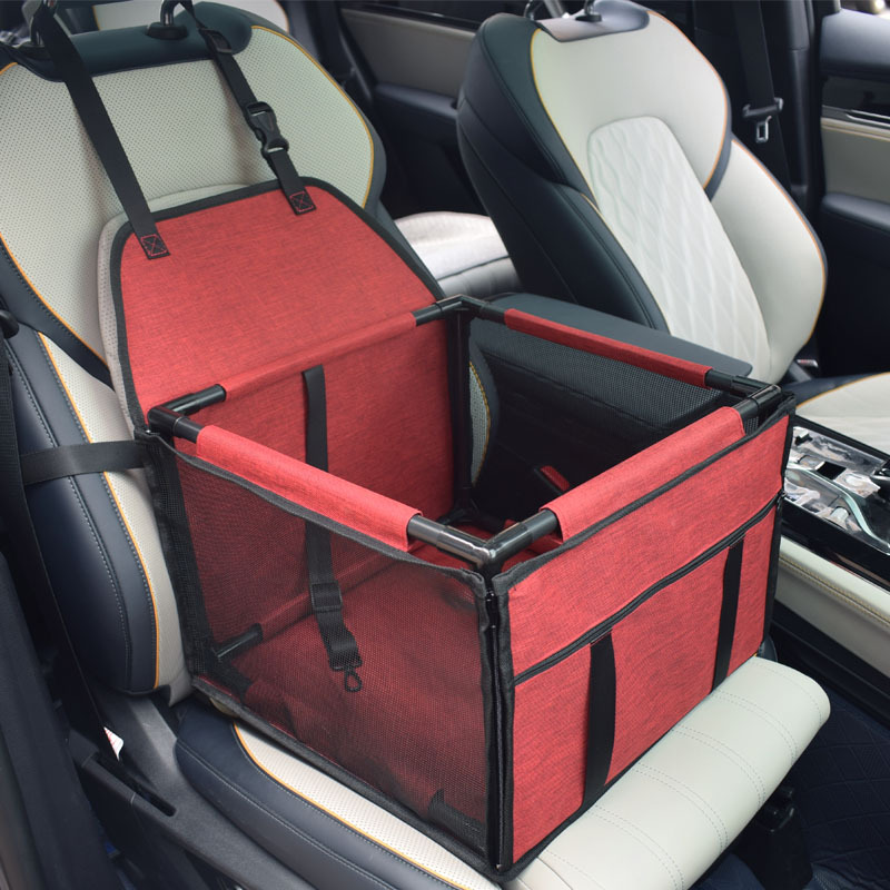 V888-ELOSUNG20481-202502241547-00 Red Easy Install Dog Car Seat - Mesh Booster for Small Pets - Image 1
