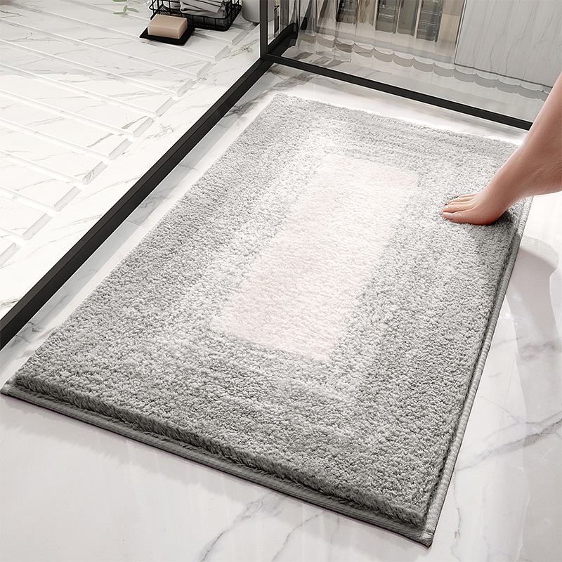 V888-ELOSUNG20613-202502261615-00 Gray gradient Absorbent Striped Bathroom Rug - Non-Slip Bath Mat for Bathroom, Toilet & Shower Room Entrance 50x80cm - Image 1