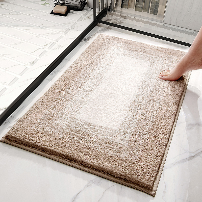 V888-ELOSUNG20616-202502261753-00 Brown gradient Absorbent Striped Bathroom Rug - Non-Slip Bath Mat for Bathroom, Toilet & Shower Room Entrance 60x90cm - Image 1