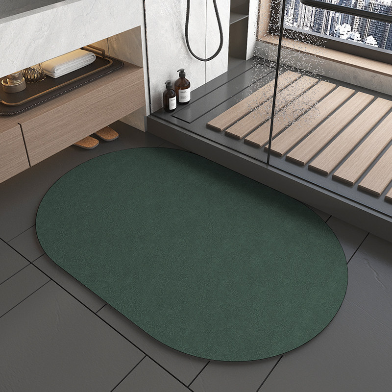 V888-ELOSUNG20640-202502261710-00 Oval dark green Quick-Dry Absorbent Non-Slip Bath Rug for Bathroom, Kitchen & Entryway 60x90cm - Image 1
