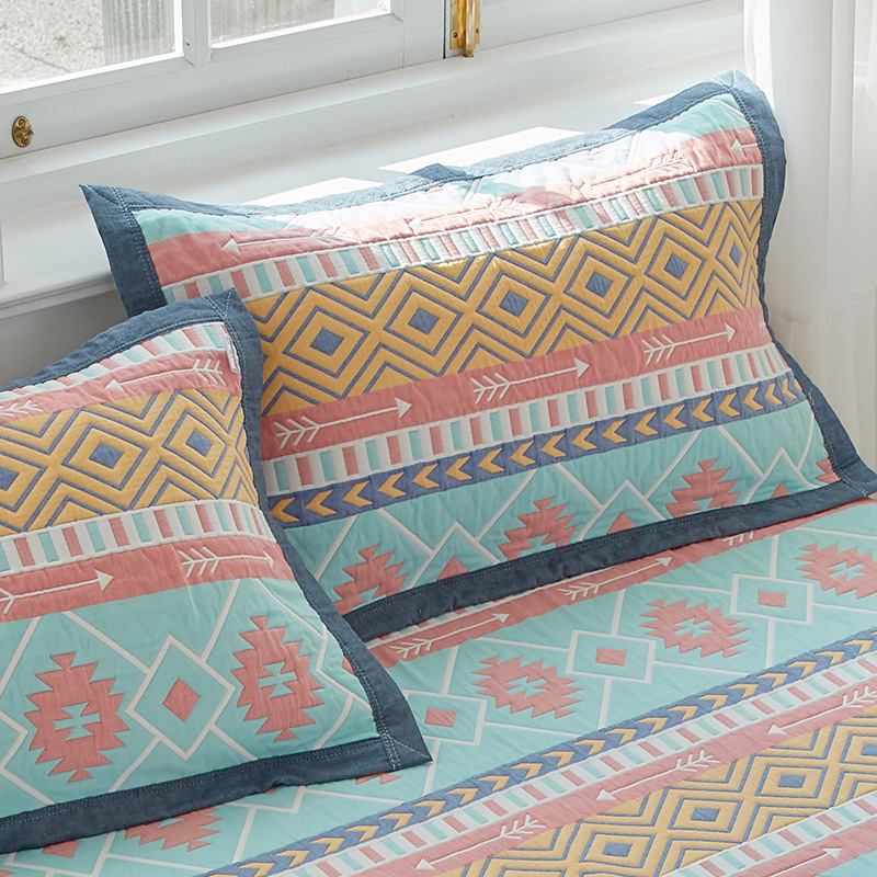 V888-ELOSUNG20678-202502281052-00 Fishbone pattern Soft Cotton Gauze Pillowcase Set - Breathable, Non-slip, Extra Large (Pillow Core Not Included)56x80cm - Image 1