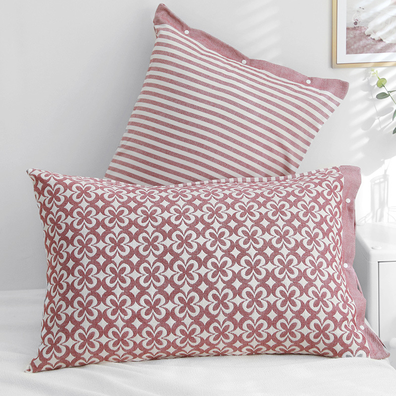 V888-ELOSUNG20680-202502281035-00 Pink petals Snap-On Cotton Gauze Pillowcase Set - Full Coverage, Non-Slip, Easy Closure (One pair without pillow core) - Image 1