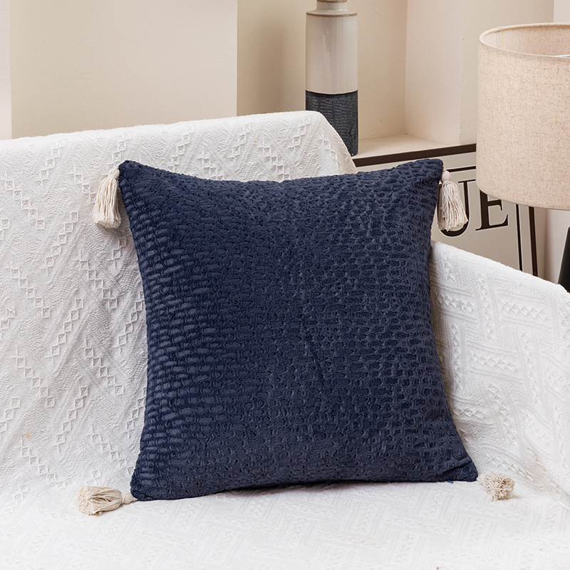 V888-ELOSUNG20708-202502281045-00 Jewel Orchid Set of 2 Textured Velvet Throw Pillow Covers with Tassels - Decorative Square Cushions 45*45cm - Image 1