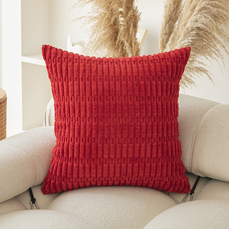 V888-ELOSUNG20716-202502281135-00 Red Set of 2 Corduroy Style Throw Pillow Covers - Machine Washable 55*55CM - Image 1