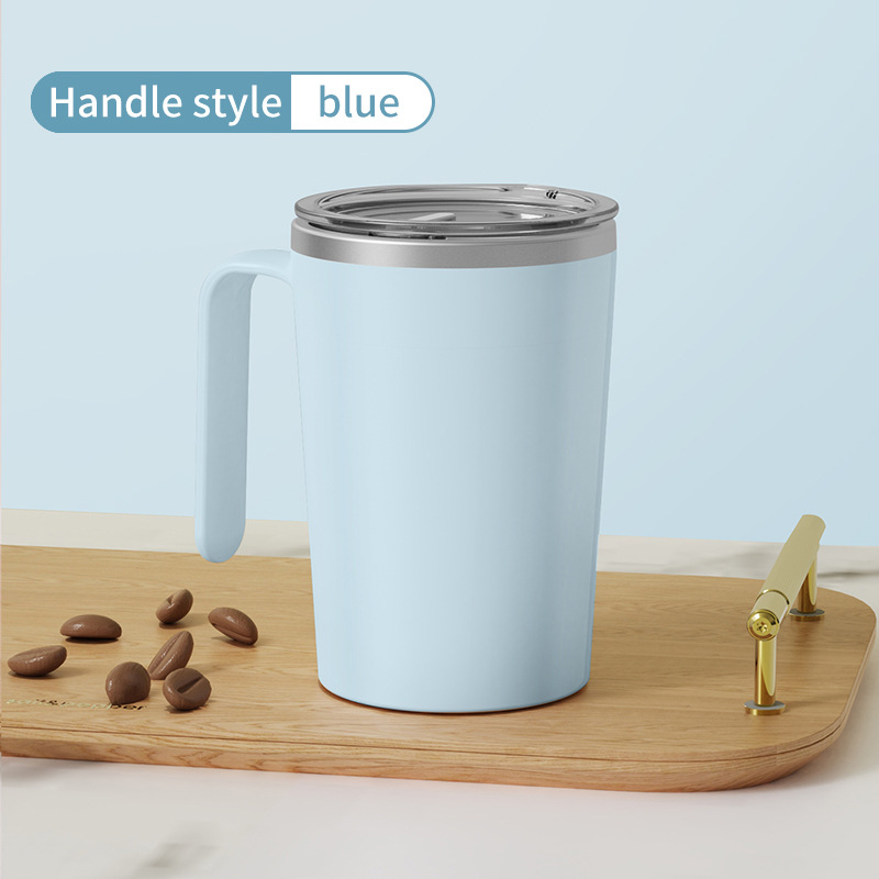 V888-ELOSUNG20804-202503051021-00 Blue Portable Automatic Mixing Coffee Cup - Stainless Steel Magnetic Stirrer(handle stlye) - Image 1