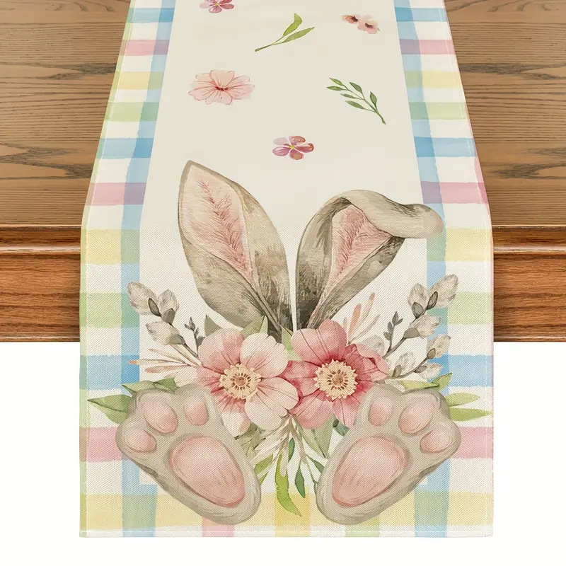 V888-ELOSUNG20812-202503051030-00 Easter Table Runner - Linen Bunny Decoration, 72-Inch Set of 2 (Style 5) - Image 1