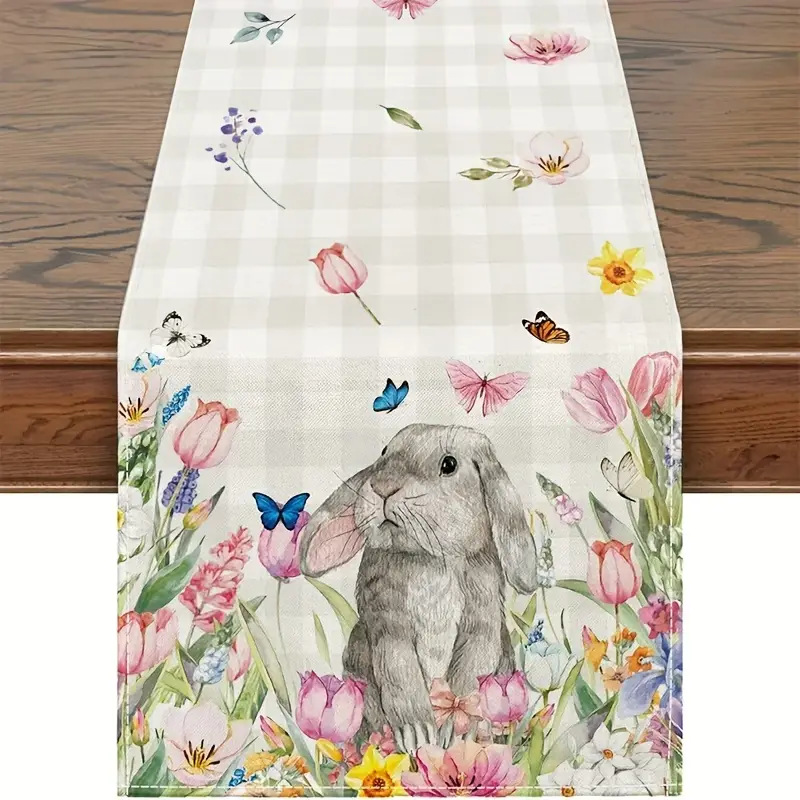 V888-ELOSUNG20818-202503051030-00 Easter Table Runner - Linen Bunny Decoration, 72-Inch Set of 2 (Style 11) - Image 1