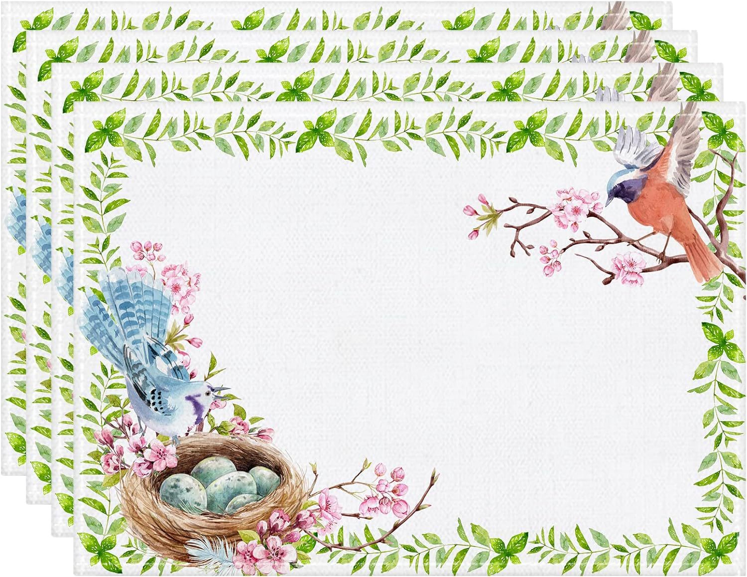 V888-ELOSUNG20837-202503051035-00 Easter Cotton-Linen Placemats - Set of 4 Anti-Stain Table Mats(Style 13) - Image 1