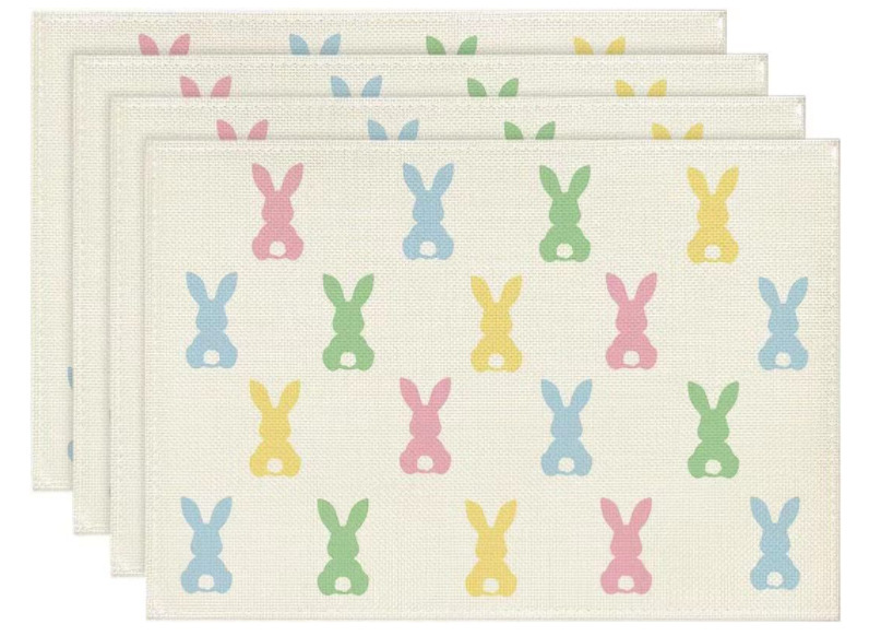 V888-ELOSUNG20840-202503051036-00 Easter Cotton-Linen Placemats - Set of 4 Anti-Stain Table Mats(Style 16) - Image 1