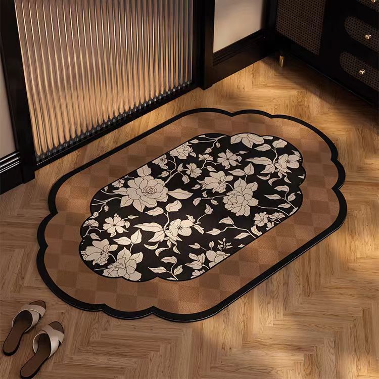 V888-ELOSUNG20928-202503121443-00 Ink Flower Diatomaceous Earth Bathroom Mat - Vintage Design, Fast-Dry Anti-Slip 50*80cm - Image 1
