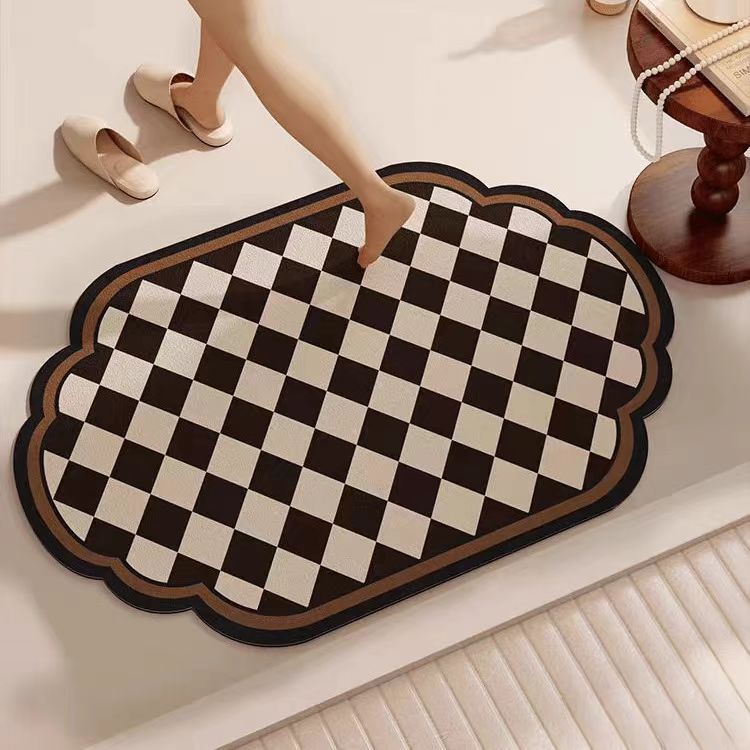 V888-ELOSUNG20934-202503121450-00 Lattice Diatomaceous Earth Bathroom Mat - Vintage Design, Fast-Dry Anti-Slip 60*90cm - Image 1