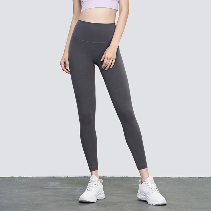 V888-ELOSUNG21004-224782-00 Size S Smoky Gray High-Waisted Seamless Yoga Pants for Women - Tummy Control, Butt Lifting & Back Waistband Pocket - Image 1