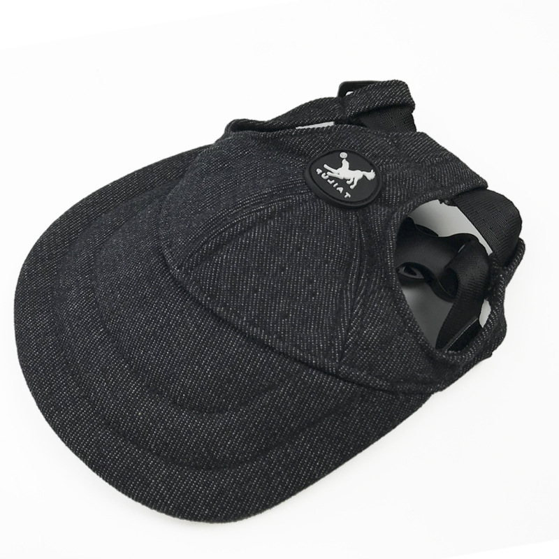V888-ELOSUNG21194-227269-00 Size L Black Adjustable Pet Baseball Cap for Cats and Dogs - Cute Sun Protection Hat for Outdoor Adventures - Image 1
