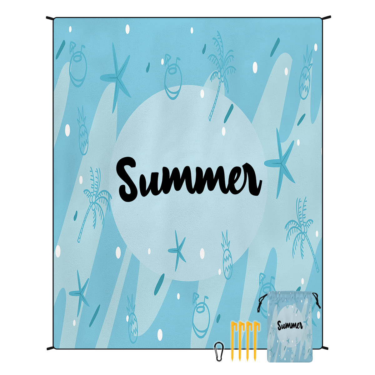 V888-ELOSUNG21231-202502241442-00 Style STD-001-22 Blue Quick Dry Beach Mat Sand Proof Waterproof Outdoor Picnic Blanket - Compact & Lightweight - Image 1