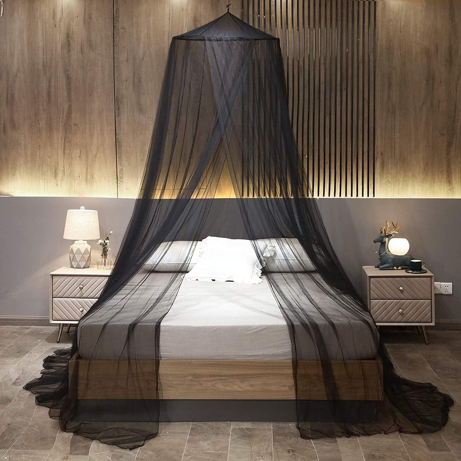 V888-ELOSUNG21275-202502241041-00 Black Hanging Princess Bed Canopy Mosquito Net - Dome Bedding for Dorm Rooms & Bedrooms (Fits 1.8m-2m Beds) - Image 1