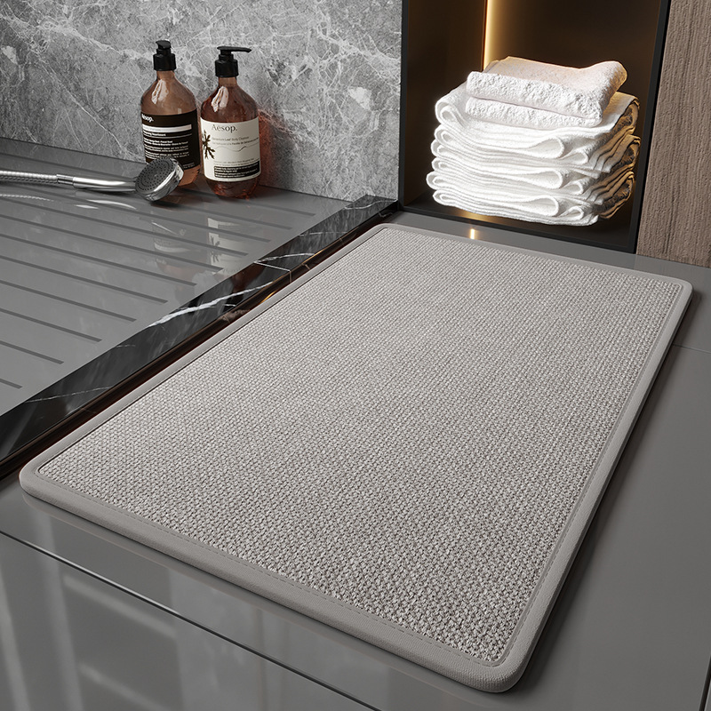 V888-ELOSUNG21397-202502271151-00 Grey Quick Dry Bathroom Rug - Non-Slip PVC Foam, Super Absorbent, 40x60cm - Image 1